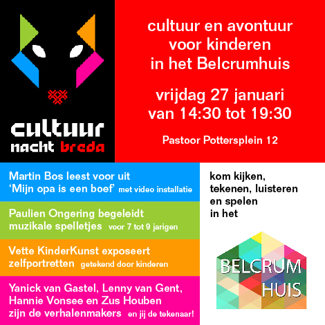 Kinder Cultuurnacht vrijdag 27-01 aanvang half 3