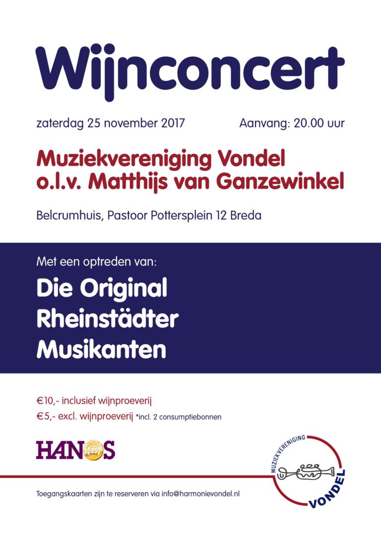 vondel wijn concert zat 25 nov